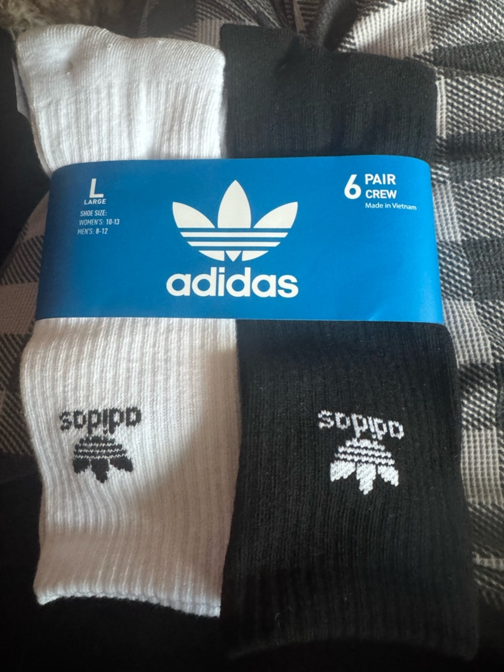 adidas Black & White Crew Socks 6-Pack - Men's